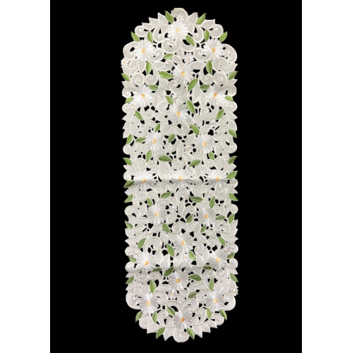 Chemin de table rectangulaire brodé Margarita, 13 par 26&nbsp;po, décoration de lin de table, résistance à l'eau, lavable à la machine