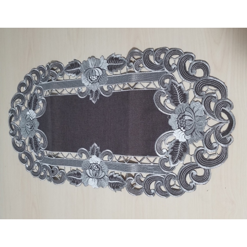 Chemin de table rectangulaire en lin cacao brodé, 13 par 26 po Décor lin de table, résistance à l'eau, lavable à la machine