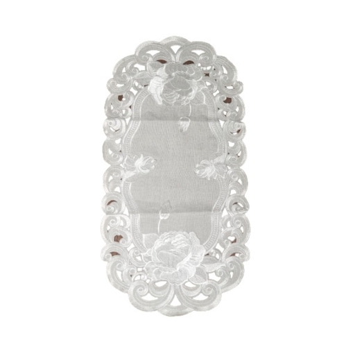 Chemin de table rectangulaire brodé rose argenté, 13 par 26&nbsp;po, décoration lin de table, résistance à l'eau, lavable à la machine