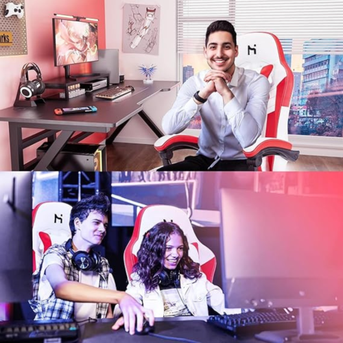 HLDIRECT Gaming Chair, Ergonomic Gaming Chairs for Adults, Video Game Chair with Footrest, Gamer Computer Chair with Highback Headrest and Lumbar