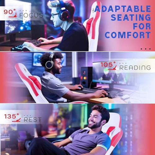 HLDIRECT Gaming Chair, Ergonomic Gaming Chairs for Adults, Video Game Chair with Footrest, Gamer Computer Chair with Highback Headrest and Lumbar