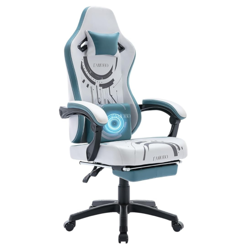 YAMOBO Gaming Chair with Footrest, Ergonomic Gaming Computer Chair with Massage Lumbar Support, Comfortable Reclining Gamer Chair for Adults, High Ba