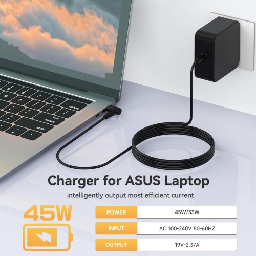Chargeur 45&nbsp;W d'Oececa pour portable Vivobook 14 15 17 F415 F415E F510U F510UA F512JA 512&nbsp;J d'Asus; ZenBook UX330 UX330U UX360 UX360C UX305