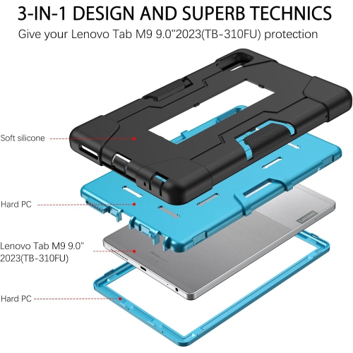 Case for Lenovo Tab M9 2023, Kickstand Heavy Duty Hard PC Cover Shockproof Full Body Protective Tablet Case