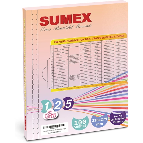 Sublimation Paper 8.5 x 11 inches Letter Size 125gsm 100 Sheets Sublimation Heat Transfer Paper Compatible