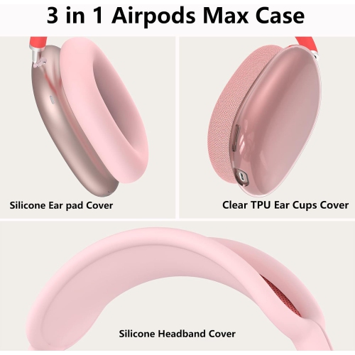 Silicone Case Cover for AirPods Max Headphones, Clear Soft TPU Ear Cups Cover/Ear Pad Case Cover/Head Cover