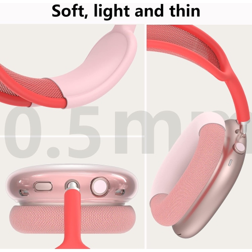 Silicone Case Cover for AirPods Max Headphones, Clear Soft TPU Ear Cups Cover/Ear Pad Case Cover/Head Cover