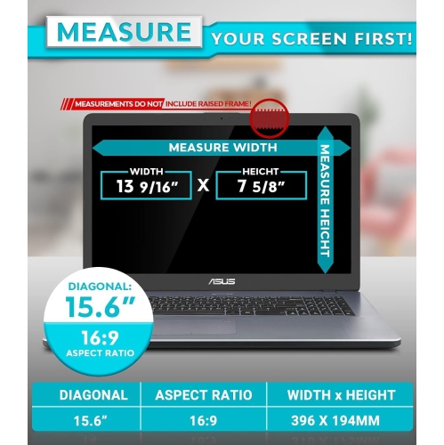 Laptop Privacy Screen 15.6 Inch for Lenovo HP Dell ASUS Acer Msi Samsung - Removable 16:9 Aspect Privacy Protector