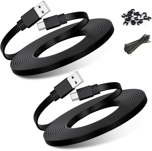 ro USB Power Cable 30FT 2Pack,9M Flat ro USB Charging Power Cord,Charger for Wyze Cam Pan V4,Yi