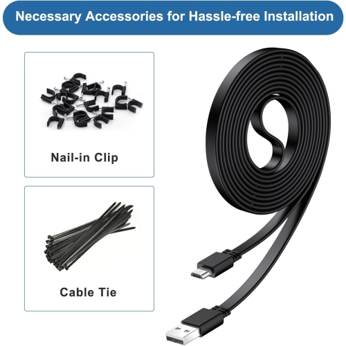 ro USB Power Cable 30FT 2Pack,9M Flat ro USB Charging Power Cord,Charger for Wyze Cam Pan V4,Yi