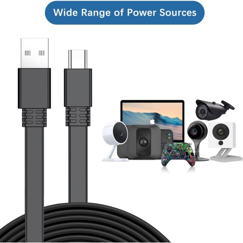 ro USB Power Cable 30FT 2Pack,9M Flat ro USB Charging Power Cord,Charger for Wyze Cam Pan V4,Yi