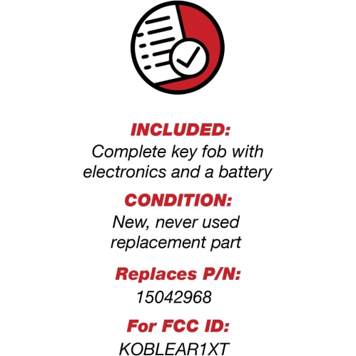 2 Replacement 3 Button Keyless Entry Remote Control Key Fob for 15042968