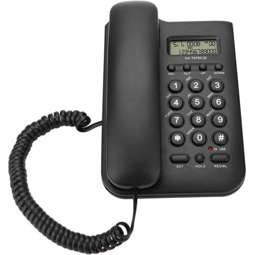 Corded Phones, White/Black Wired Desktop Wall Phone, Landline Telephone for Office Home Hotel