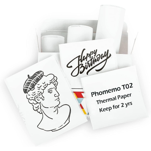 Papier autocollant thermique adhésif, pour papier thermique adhésif blanc Phomemo T02, papier autocollant pour imprimante, 50mmx3.5&nbsp;m,