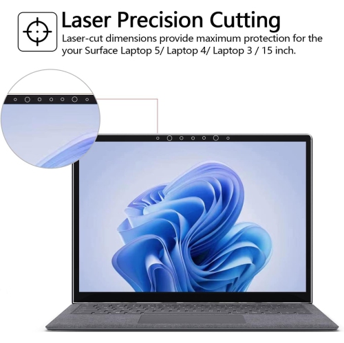 Tempered Gl Screen Protector for rosoft Surface Laptop 6 /5/4/3(15 inch), Easy Installation, Scratch