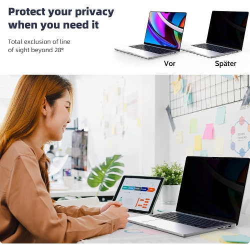 Magnetic Privacy Screen Protector Compatible with MacBook Pro 14 InchM1 A2442/M2 A2779/M3 A2992 A2918,