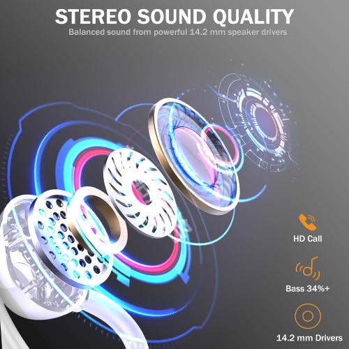 Earbuds, Headphones with HD , HiFi Stereo Noise Canceling Earbud, 48H Bluetooth 5.3 Headphones