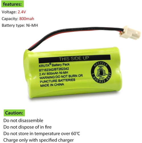 BT162342 BT262342 2.4V 800mAh Ni-MH Cordless Phone y Pack, Also Compatible with BT183342 BT283342 AT&T