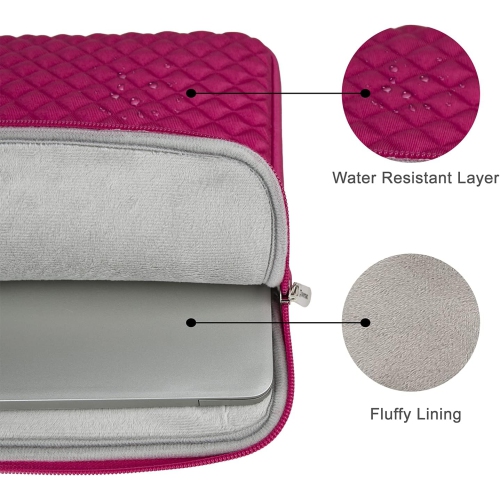 RAINYEAR 15 Inch Laptop Sleeve Diamond Foam Shock Resistant Fluffy Padded Case Protective Zipper Cover Carrying Bag