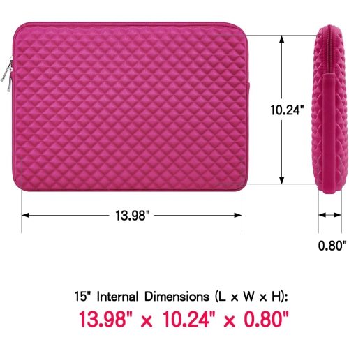 RAINYEAR 15 Inch Laptop Sleeve Diamond Foam Shock Resistant Fluffy Padded Case Protective Zipper Cover Carrying Bag