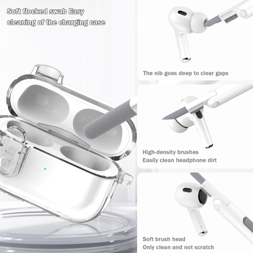 for Airpods Pro 2nd Generation Case with Secure Lock, Compatible with Airpods Pro Case 2nd/1st Gen, Clear Soft