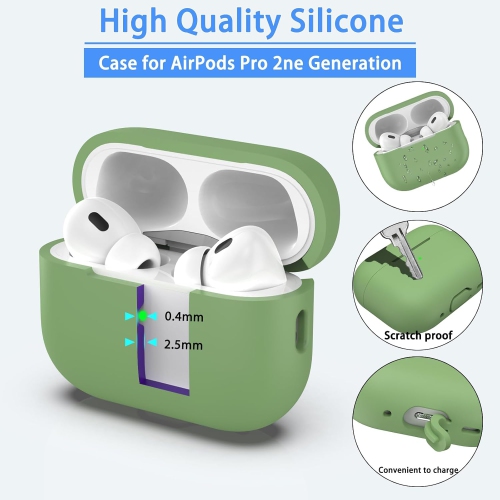 for AirPods Pro 2nd Generation Case Cover, Military Grade Anti-Fall Soft Silicone Shock-Absorbing for AirPods