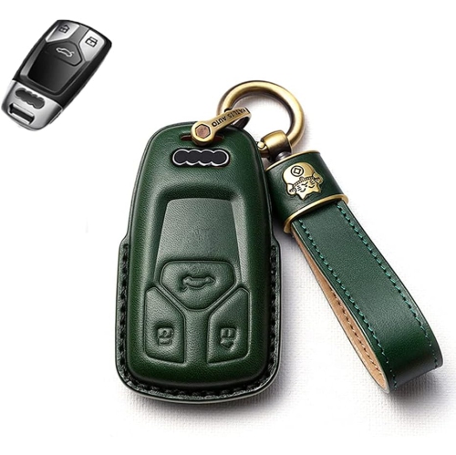 SANRILY  Leather Key Fob Protector for Audi A4 Q7 Q5 Tt A3 A6 Sq5 R8 S5 Keyless Entry Smart Remote Key Cover Case