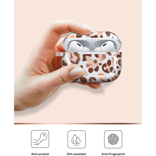 for Airpods Pro 2nd Generation Case Cover Gold Glitter Leopard Design Protective TPU Skin for Women Girl