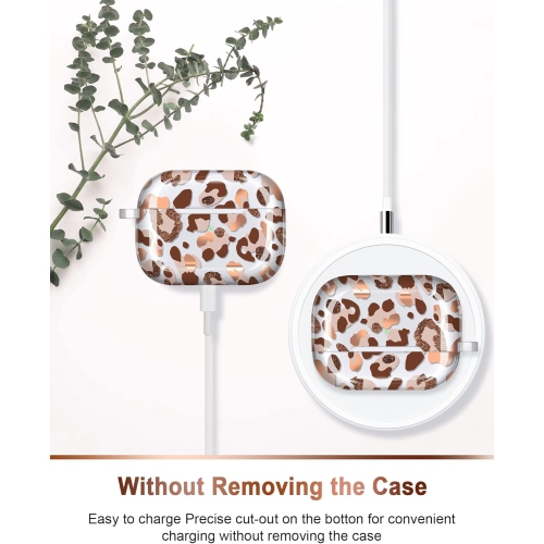 for Airpods Pro 2nd Generation Case Cover Gold Glitter Leopard Design Protective TPU Skin for Women Girl