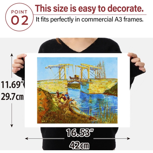 Vincent Van Gogh “Langlois Bridge at Arles with Women Washing” Poster 16.53inch×11.69inch/42㎝×29.7㎝(A3)【Made in