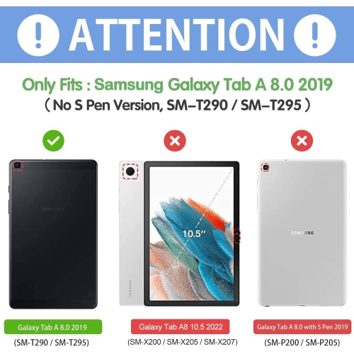 Slim Case for Galaxy Tab A 8.0 2019 T290 T295, Soft Trifold Stand Folio Case with Flexible TPU Translucent