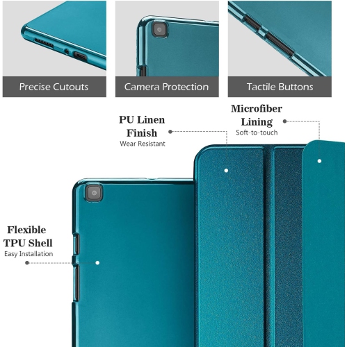 Slim Case for Galaxy Tab A 8.0 2019 T290 T295, Soft Trifold Stand Folio Case with Flexible TPU Translucent