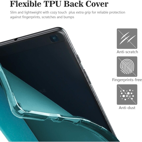Slim Case for Galaxy Tab A 8.0 2019 T290 T295, Soft Trifold Stand Folio Case with Flexible TPU Translucent