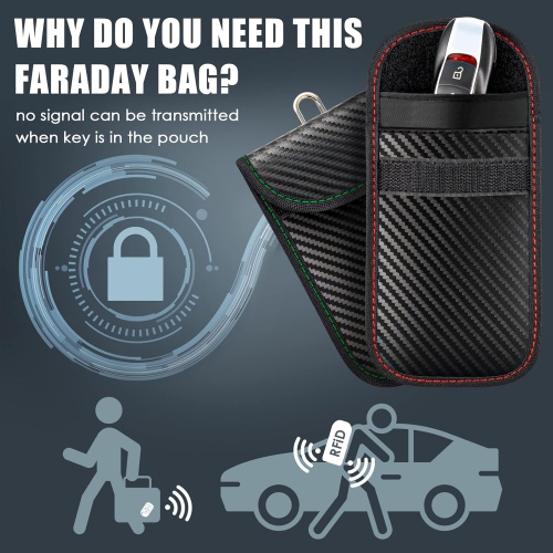 Faraday Pouch for Car Keys, 2 Pack Faraday Bag for Key Fob Faraday Key fob Protector Car RFID Signal ing Pouch