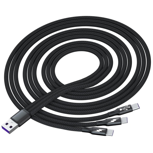 USB C Splitter Cable,USB A Male to 3 Type-C Male Charge Cable,3 in 1 Nylon Braided Charging Cord, 5A Fast