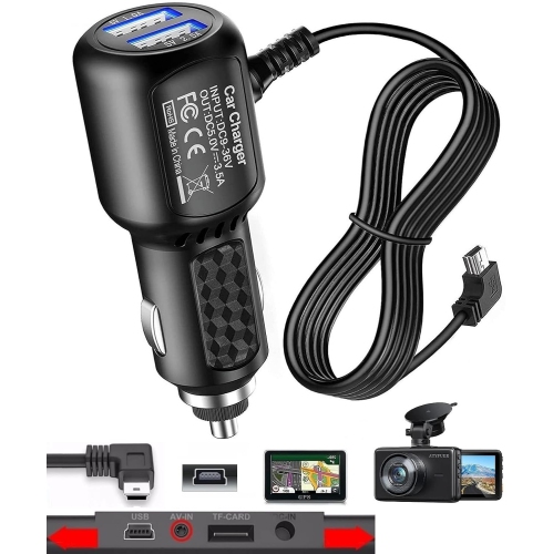 Dash Cam Charger Cable GPS Navigator Power Adapter for Dash Cam, GPS Navigator, Car On-Dash Mounted Cameras