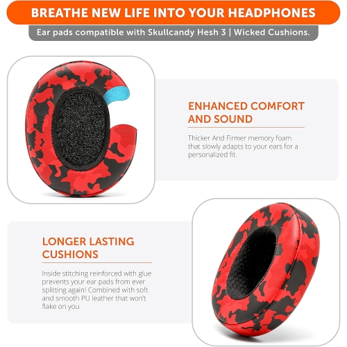Wicked Cushions Extra Thick Earpads for Skullcandy Crusher/Evo/Hesh 3 Headphones & More | Improved Durability &