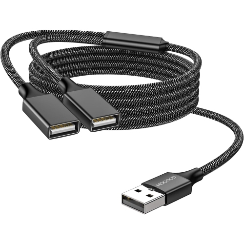 Câble répartiteur USB Adaptateur répartiteur USB en Y Deux rallonges de câble d'alimentation USB 2,0 pour la recharge et les données