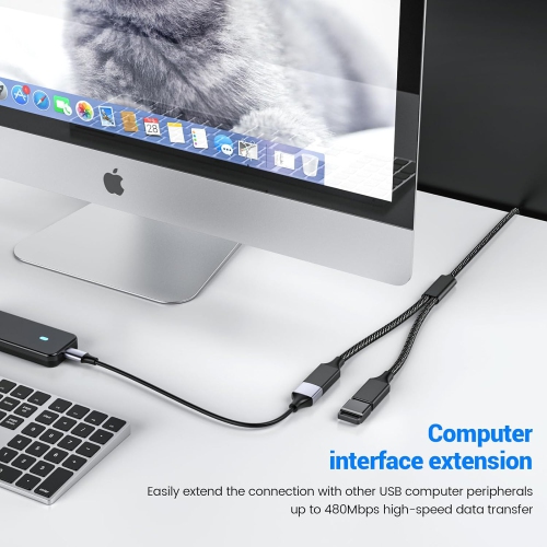 Câble répartiteur USB Adaptateur répartiteur USB en Y Deux rallonges de câble d'alimentation USB 2,0 pour la recharge et les données