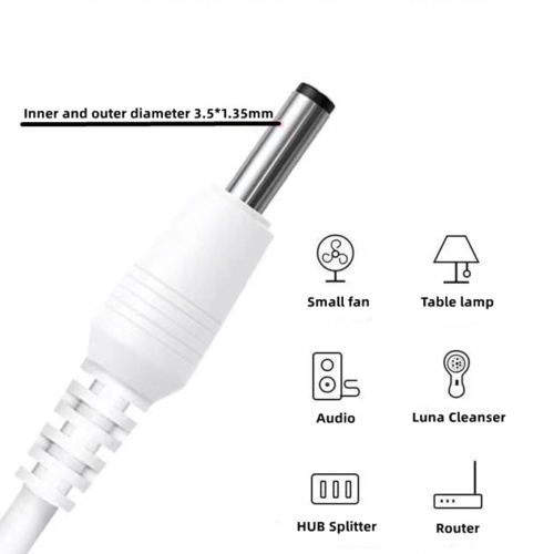 USB to DC 3.5mm Cable 0.5m/1.5ft, DC 5V Power Cord USB to DC 3.5mm x 1.35mm Barrel Jack Adapter Connector Plug