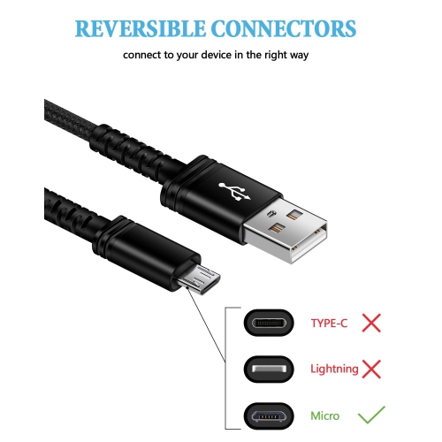 [1Pack-6FT] ro USB to USB A Cable Android Chargers, Fast Charging Long Droid ro Phone Braided Power Cord