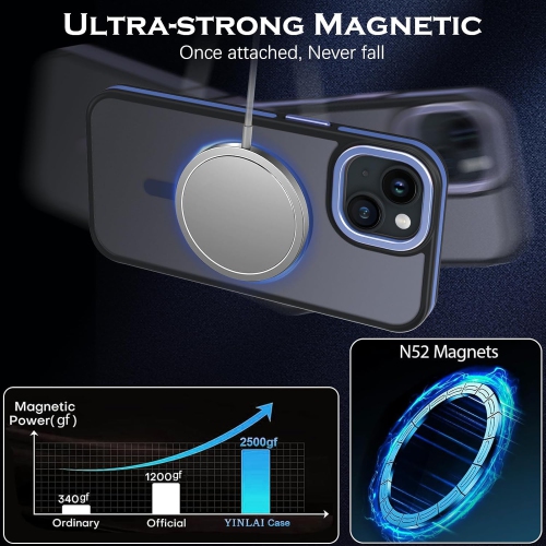 Magnetic for iPhone 15 Case, Phone Case iPhone 15 [Compatible with MagSafe] Translucent Matte TPU Anti-Slip