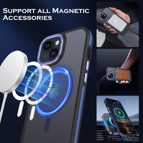 Magnetic for iPhone 15 Case, Phone Case iPhone 15 [Compatible with MagSafe] Translucent Matte TPU Anti-Slip