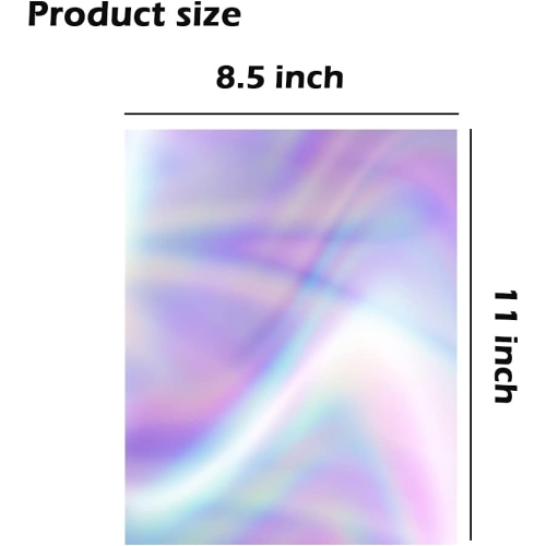 20Pcs Holographic Printable Vinyl Sheets Sticker Paper for Inkjet Laser Printer, 8.5x11 inch