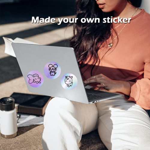 20Pcs Holographic Printable Vinyl Sheets Sticker Paper for Inkjet Laser Printer, 8.5x11 inch