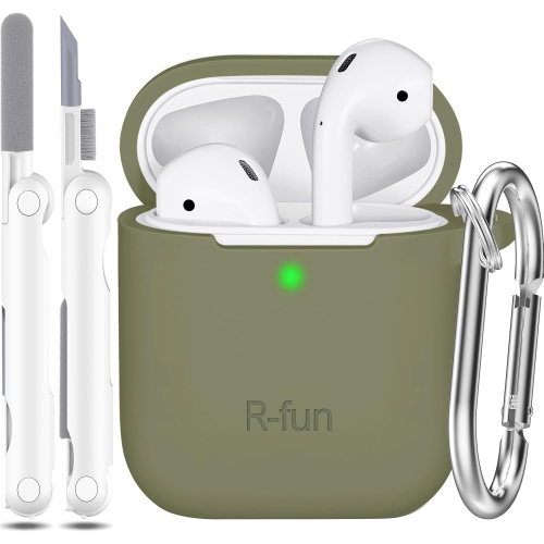 R-FUN  for Airpod 2Nd Generation Case Cover, Soft Silicone Protective Cover With Keychain for Women Men Compatible