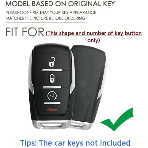 Sliver-edge 4 Button Smart Key Fob Cover Compatible with Dodge RAM 1500 2500 3500 4500 5500 2019-2023 Keyless