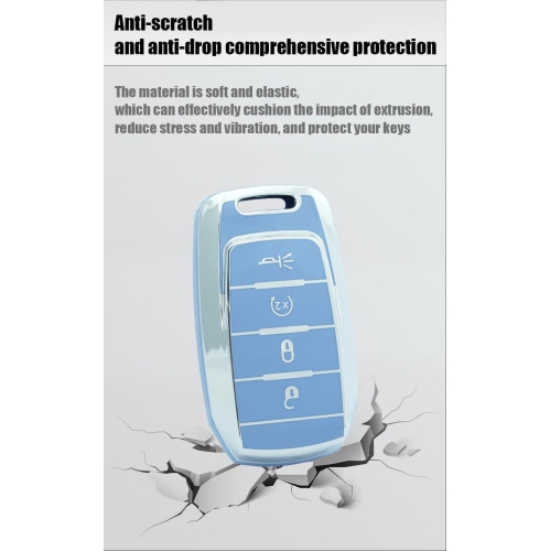 Sliver-edge 4 Button Smart Key Fob Cover Compatible with Dodge RAM 1500 2500 3500 4500 5500 2019-2023 Keyless