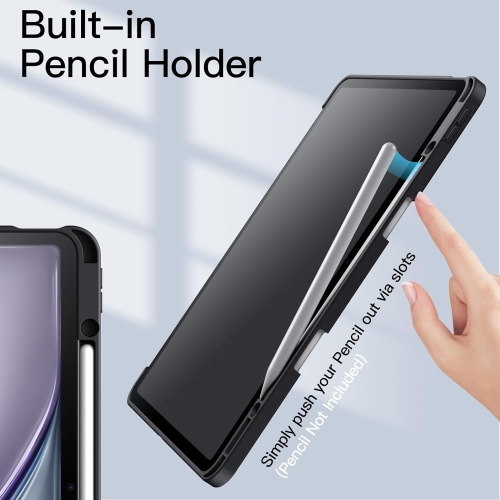 Case for iPad Air 13-Inch M2 with Pencil Holder, Clear Transparent Back Shell Slim Stand Shockproof