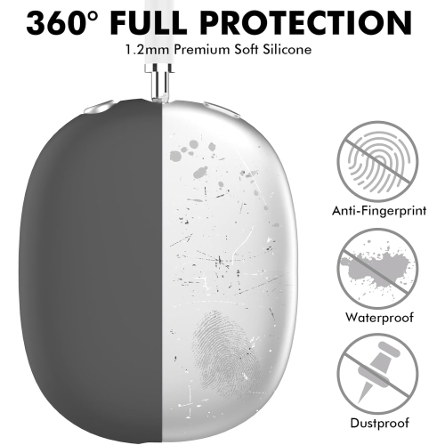 Étui transparent pour AirPods Max Étui souple TPU Protecteurs d'oreilles Accessoires[Anti-Fingerprint,